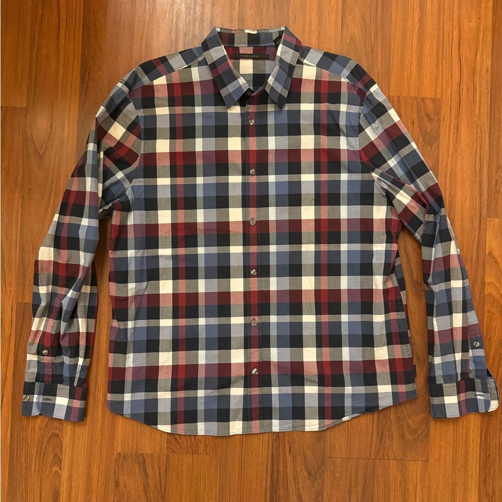 Perry Ellis Multicolor Plaid Button Down Shirt